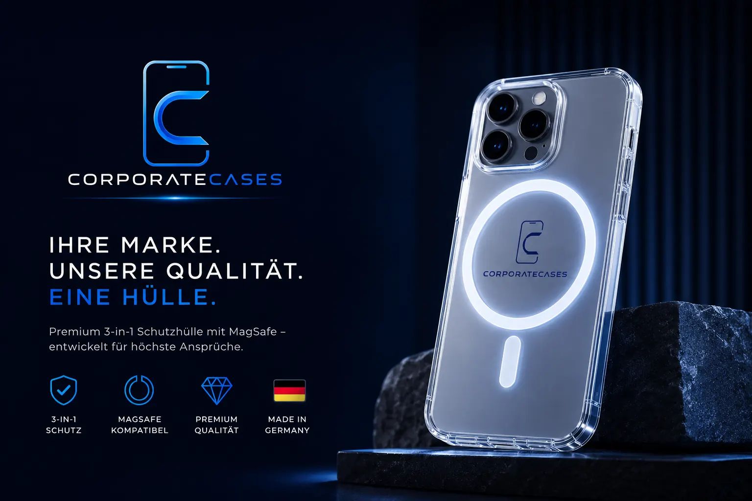 CorporateCases Premium Hülle mit MagSafe, Your Brand. Our Quality. One Case.